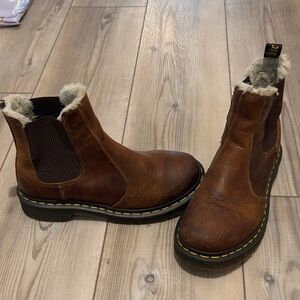 Dr. Martens Brown Leather Fur-Lined Boots
